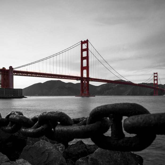 Golden Gate Bridge, Glasbild Quadratisch