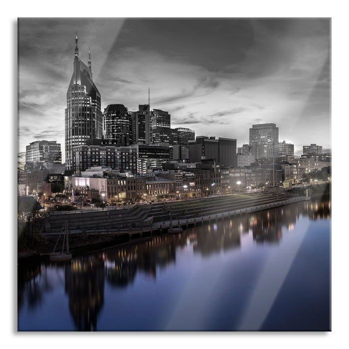 Nashville Skyline Panorama, Glasbild Quadratisch