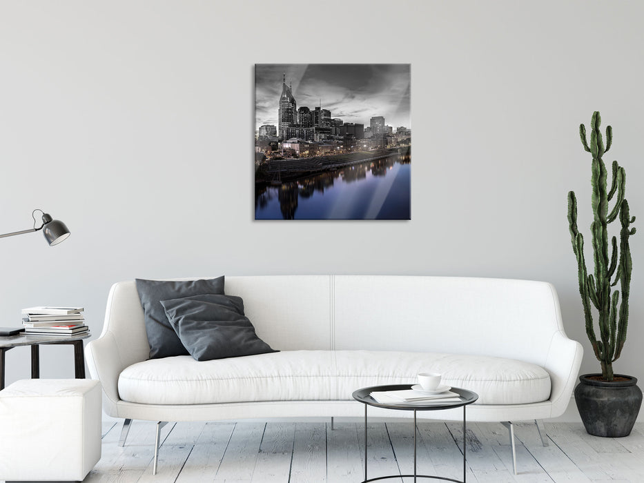 Nashville Skyline Panorama, Glasbild Quadratisch