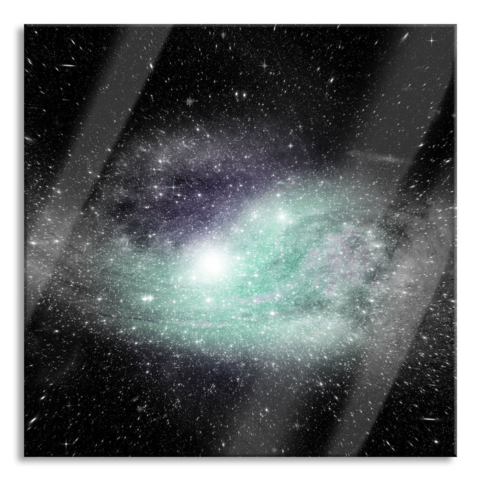 Pixxprint ferne Galaxie im Sternenstaub, Glasbild Quadratisch