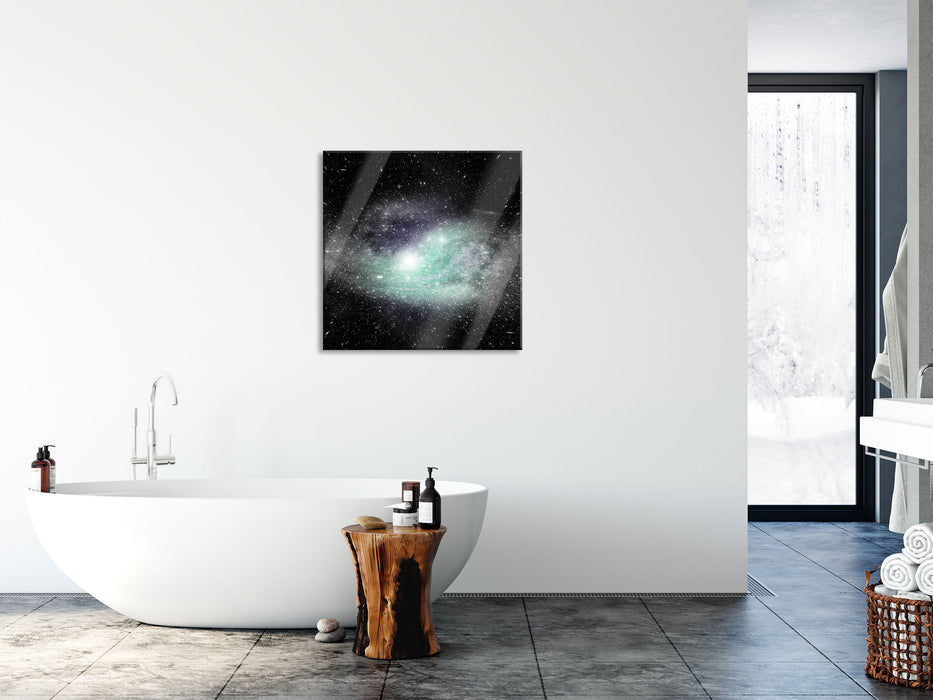 ferne Galaxie im Sternenstaub, Glasbild Quadratisch