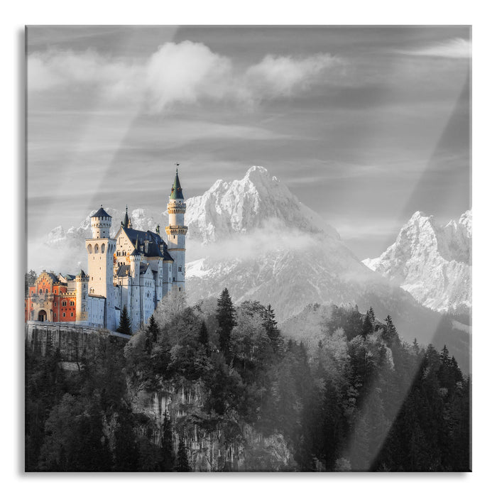 Pixxprint Schloss Neuschwanstein, Glasbild Quadratisch