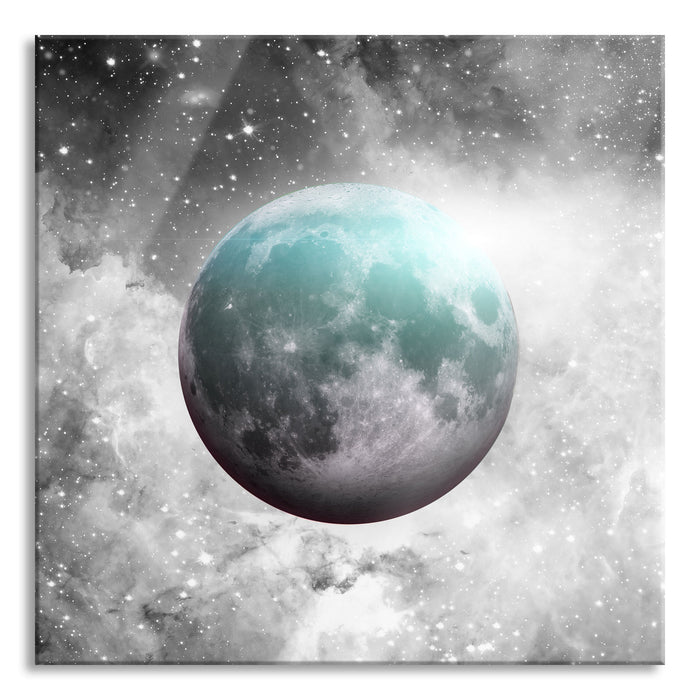 Pixxprint unser Mond im Sternenstaub, Glasbild Quadratisch