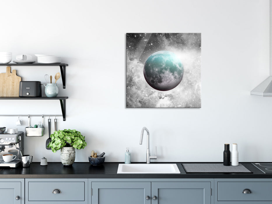 unser Mond im Sternenstaub, Glasbild Quadratisch