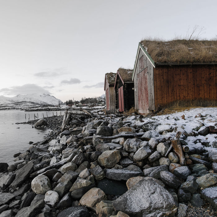 Küste der norwegischen See Tromso, Glasbild Quadratisch