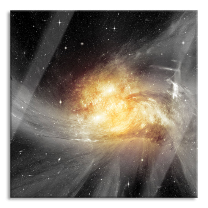 Sterne Galaxie, Glasbild Quadratisch