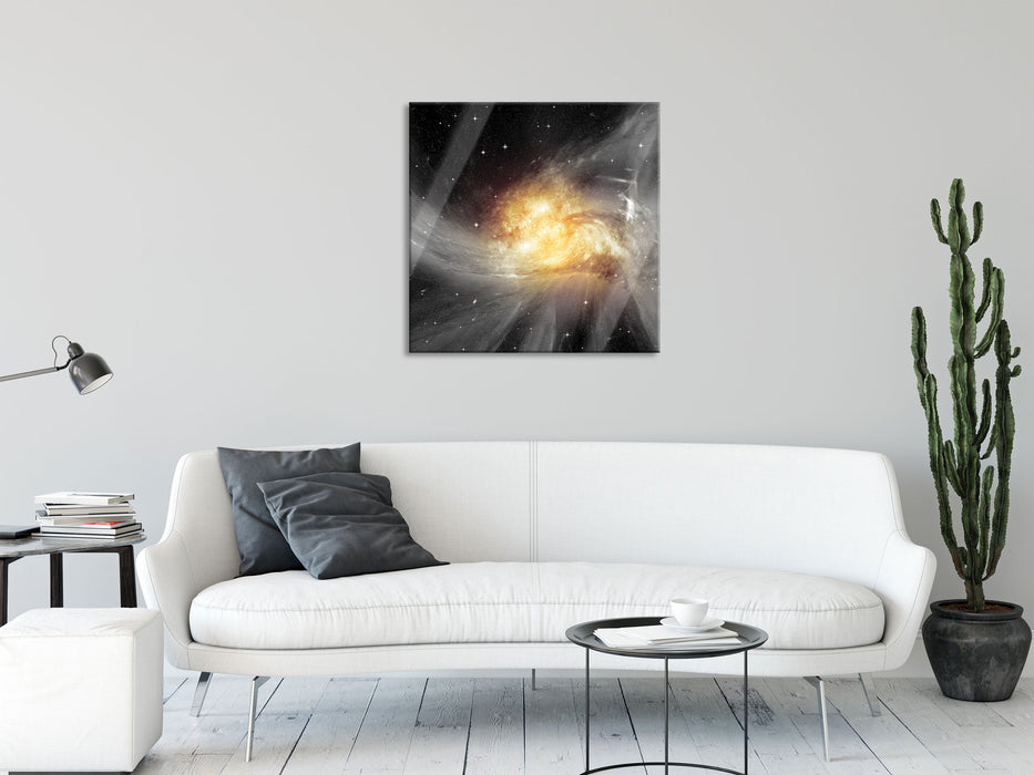 Sterne Galaxie, Glasbild Quadratisch