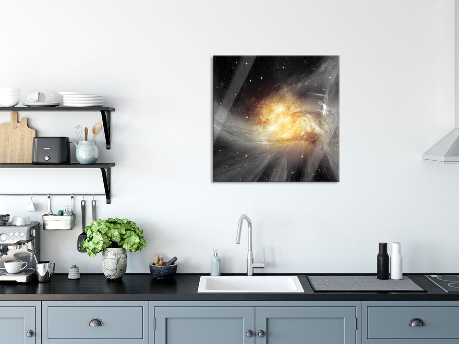 Sterne Galaxie, Glasbild Quadratisch