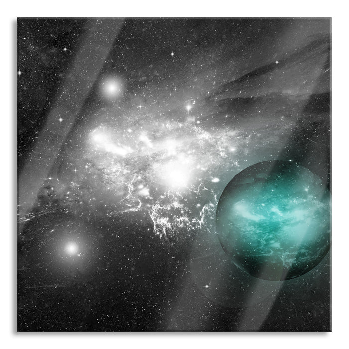 Pixxprint Sterne Galaxie, Glasbild Quadratisch