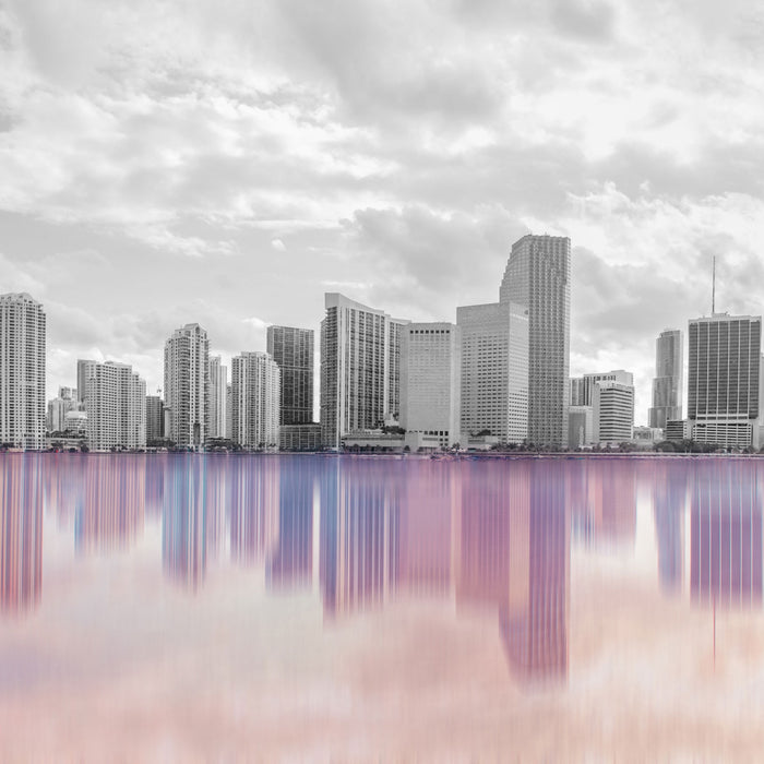 Miami Florida Skyline, Glasbild Quadratisch