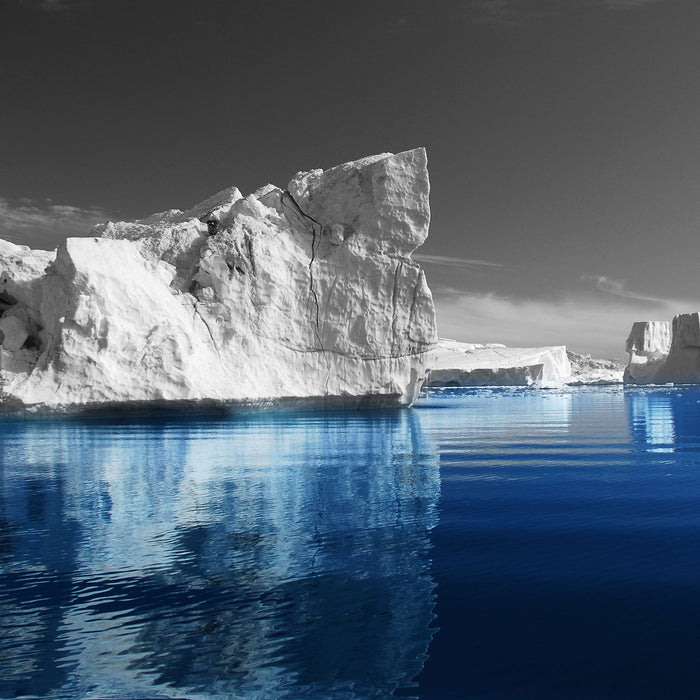 Eisberge in Grönland, Glasbild Quadratisch