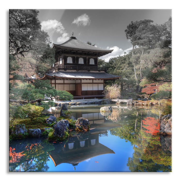 Pixxprint Ginkaku-ji-Tempel in Kyoto, Glasbild Quadratisch