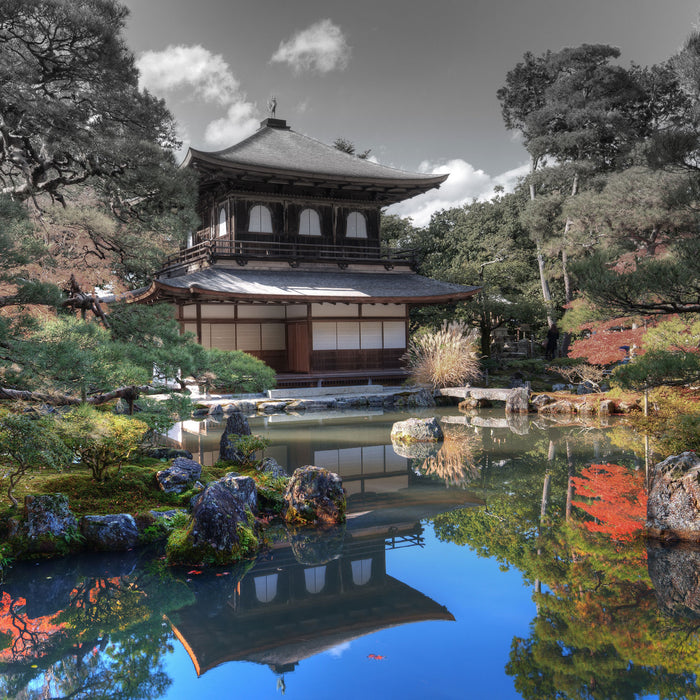 Ginkaku-ji-Tempel in Kyoto, Glasbild Quadratisch