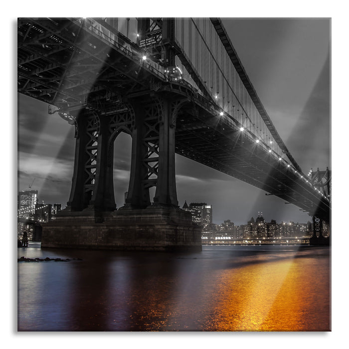Manhatten Brücke New York, Glasbild Quadratisch