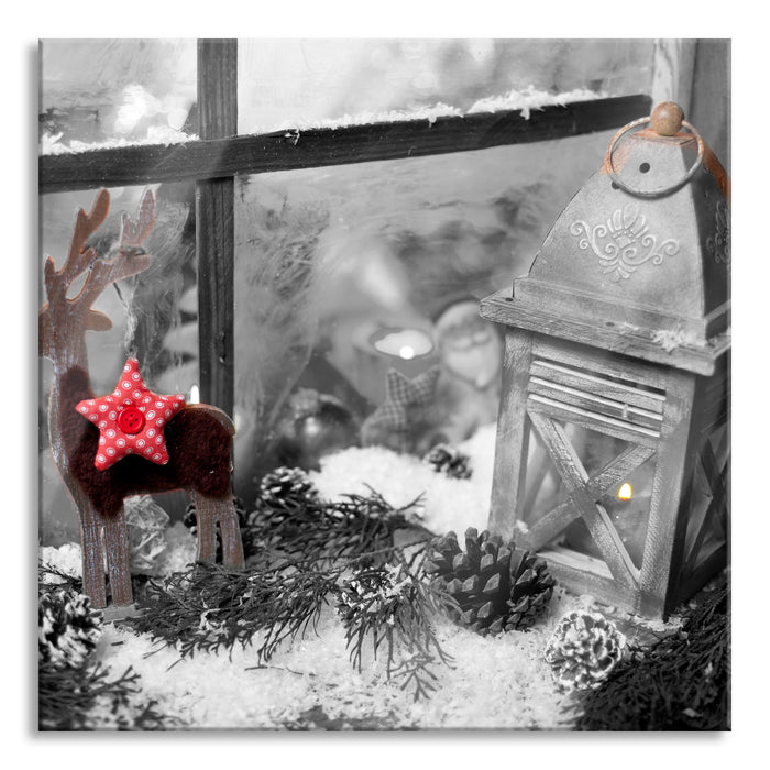 Pixxprint weihnachtliches Fensterbrett, Glasbild Quadratisch