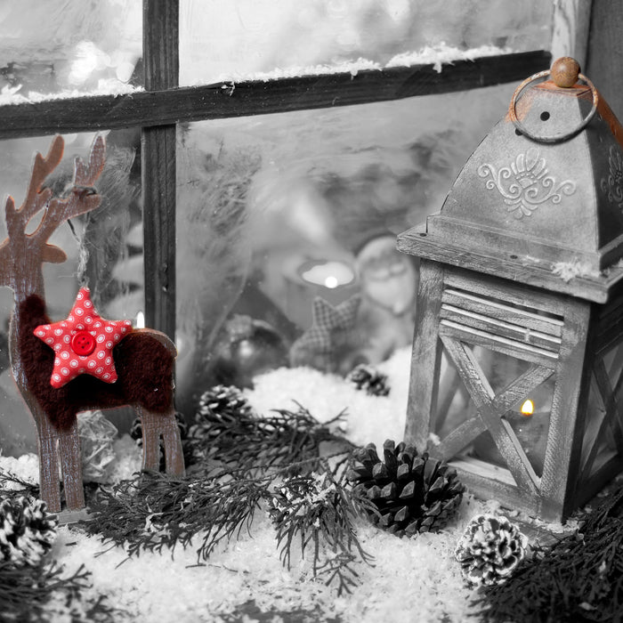 weihnachtliches Fensterbrett, Glasbild Quadratisch