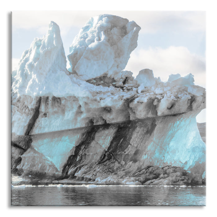 gigantischer Eisberg, Glasbild Quadratisch