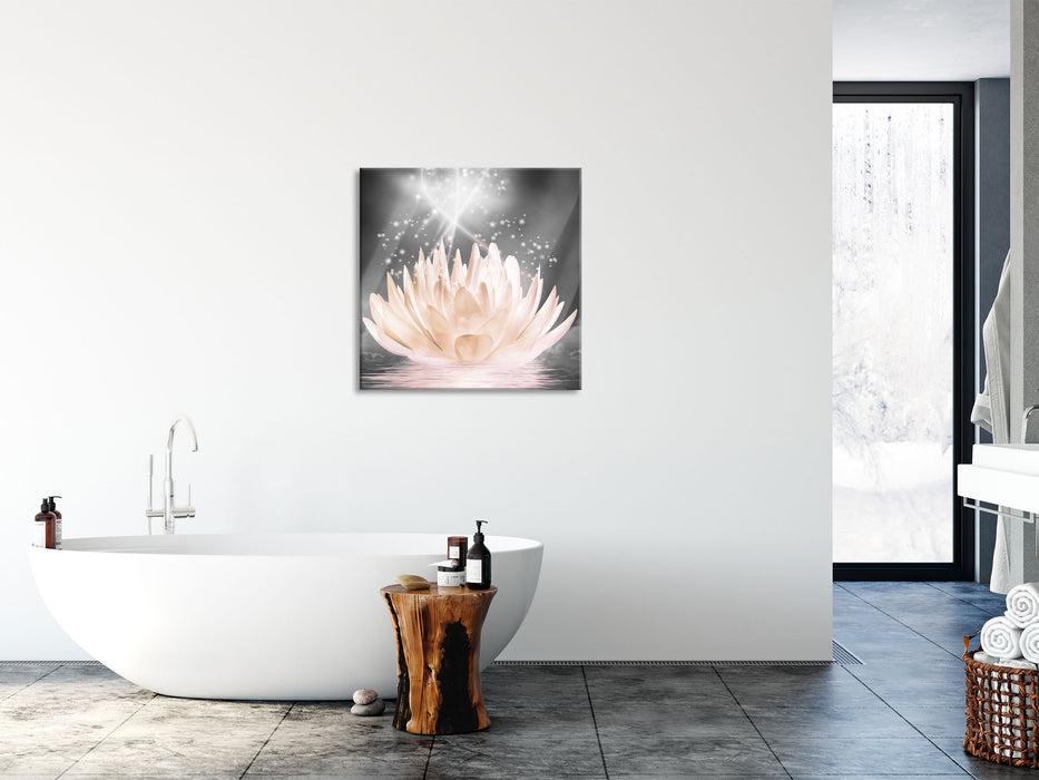 abstrakte Seerose, Glasbild Quadratisch