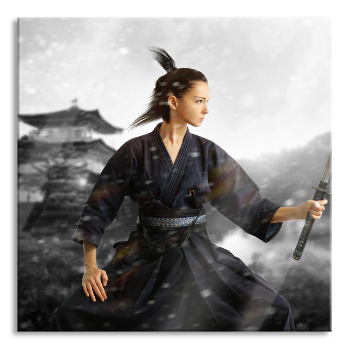 Samurai-Kriegerin, Glasbild Quadratisch