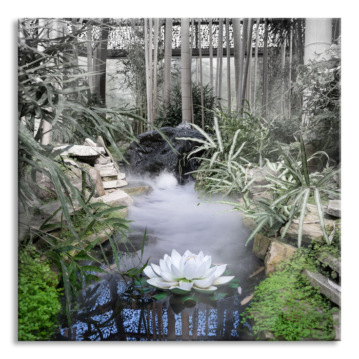 Pixxprint Zen Garten Japan, Glasbild Quadratisch