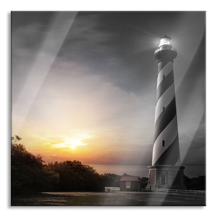 Pixxprint Cape Hatteras Leuchtturm, Glasbild Quadratisch