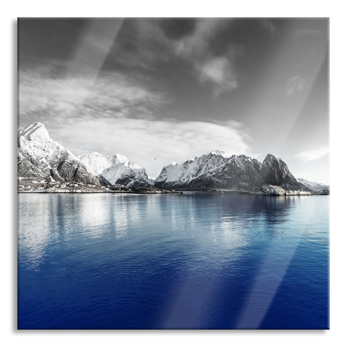 Pixxprint Lofoten in Norwegen, Glasbild Quadratisch