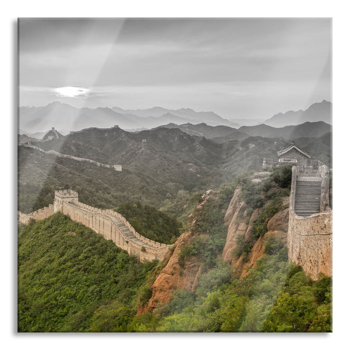 Chinesische Mauer, Glasbild Quadratisch