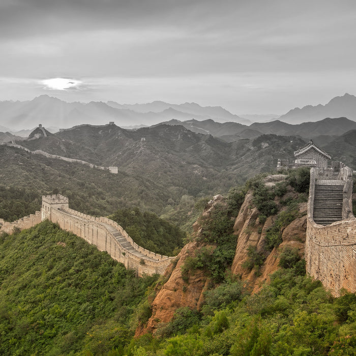Chinesische Mauer, Glasbild Quadratisch