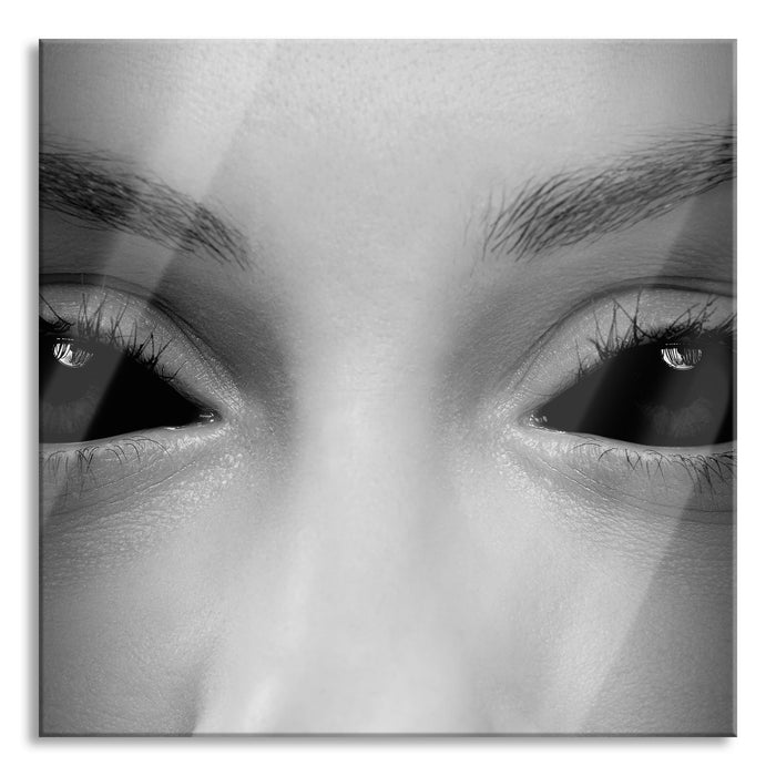 Pixxprint Böse Dämonenaugen, Glasbild Quadratisch