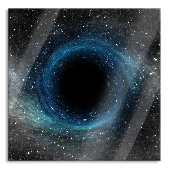 Pixxprint Schwarzes Loch im Weltall, Glasbild Quadratisch