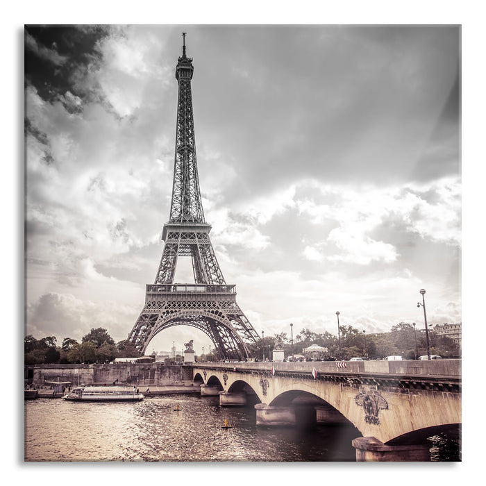 Eiffelturm in Paris, Glasbild Quadratisch