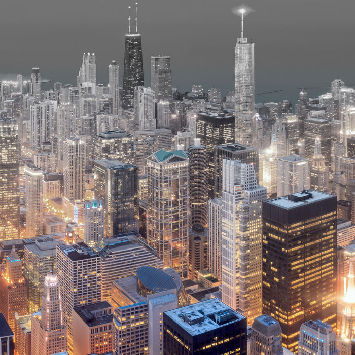 Luftaufnahme Chicago, Glasbild Quadratisch