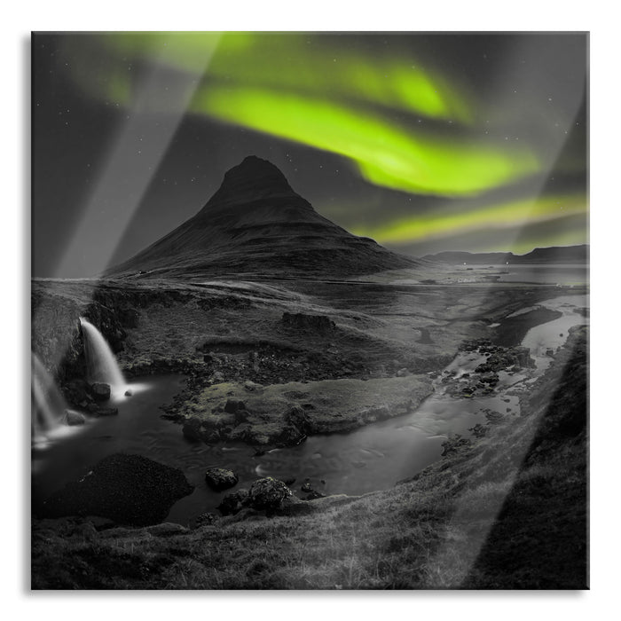 Pixxprint Kirkjufell Wasserfall, Glasbild Quadratisch