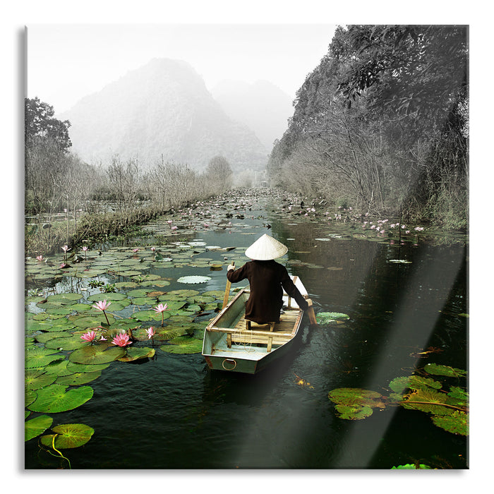 Pixxprint Yen-Stream Vietnam, Glasbild Quadratisch