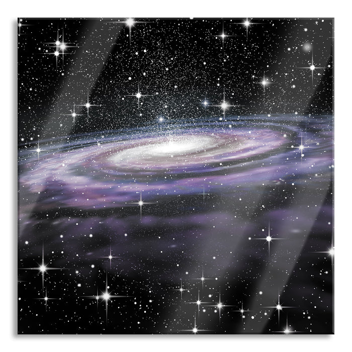 Spiralgalaxie im Weltall, Glasbild Quadratisch