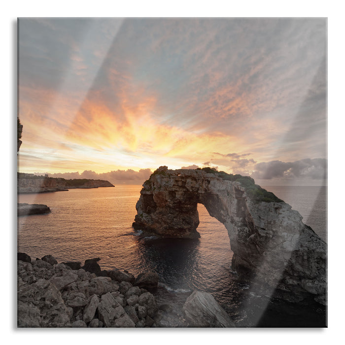 Pixxprint Ein Tag beginnt - Es Pontas, Glasbild Quadratisch