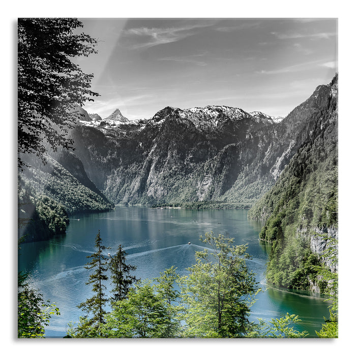 Pixxprint Blick auf den Königssee, Glasbild Quadratisch