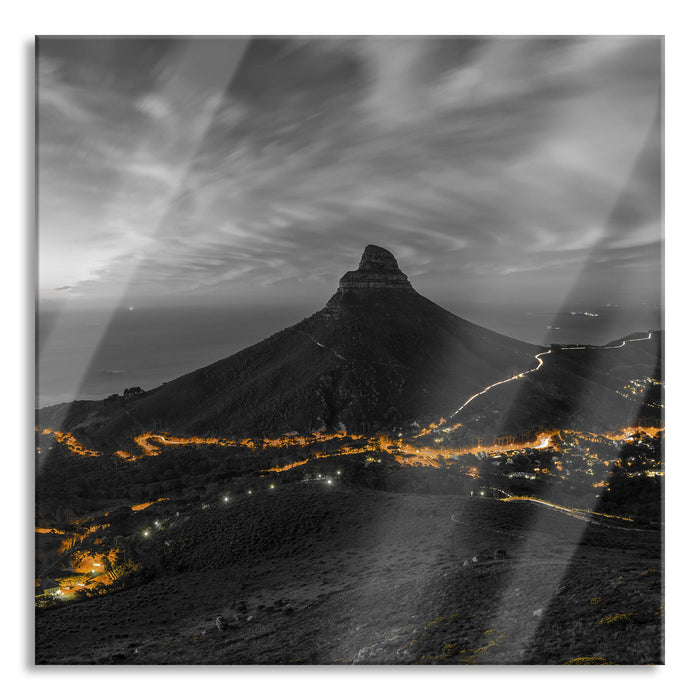 Kapstadts Löwenkopf, Glasbild Quadratisch