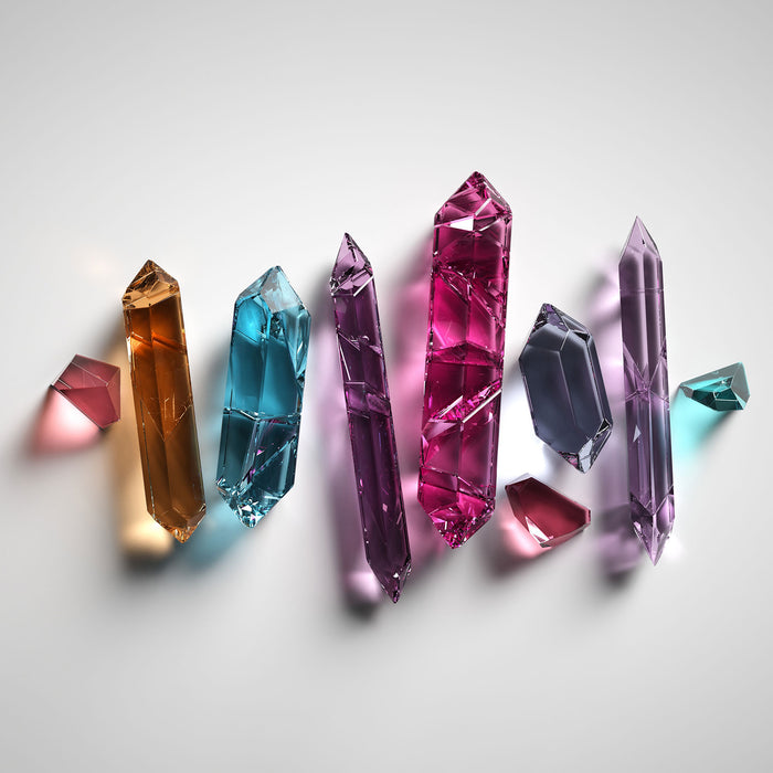 Spirituelle Farbkristalle, Glasbild Quadratisch