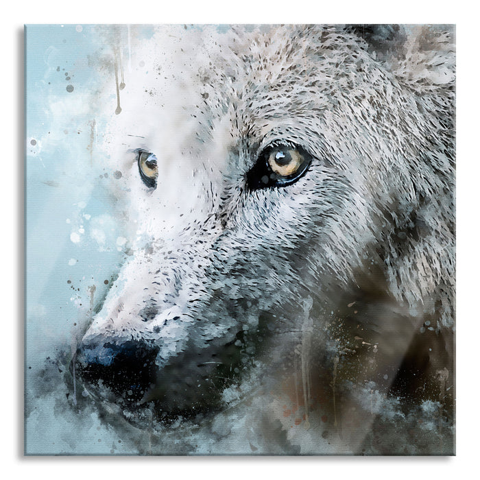 Pixxprint Dreckiger Wolf Nahaufnahme, Glasbild Quadratisch