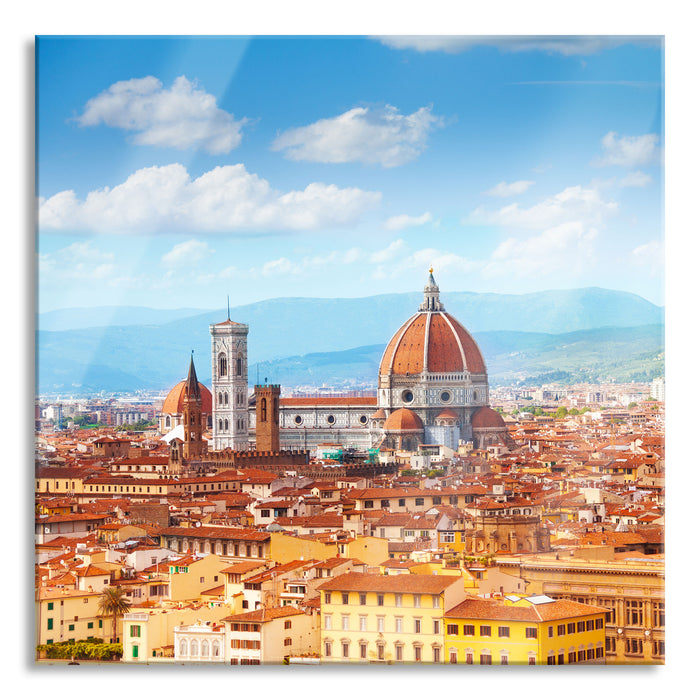 Panoramablick über die Dächer von Florenz, Glasbild Quadratisch