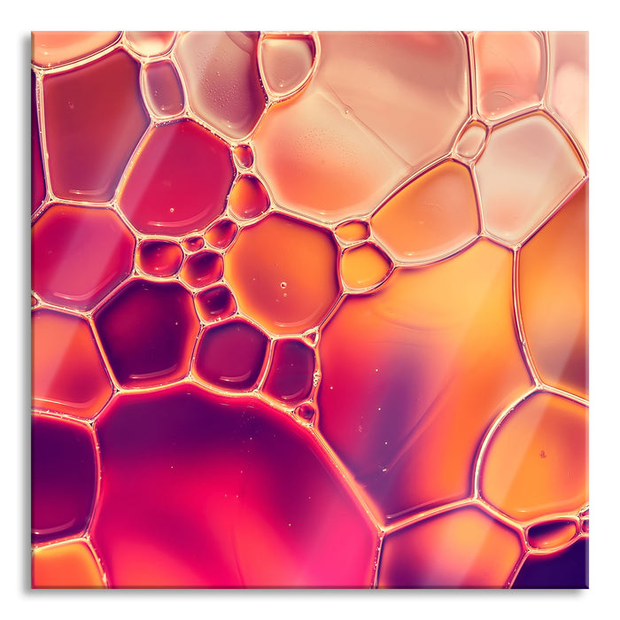 Makroaufnahme Wasserblasen, Glasbild Quadratisch