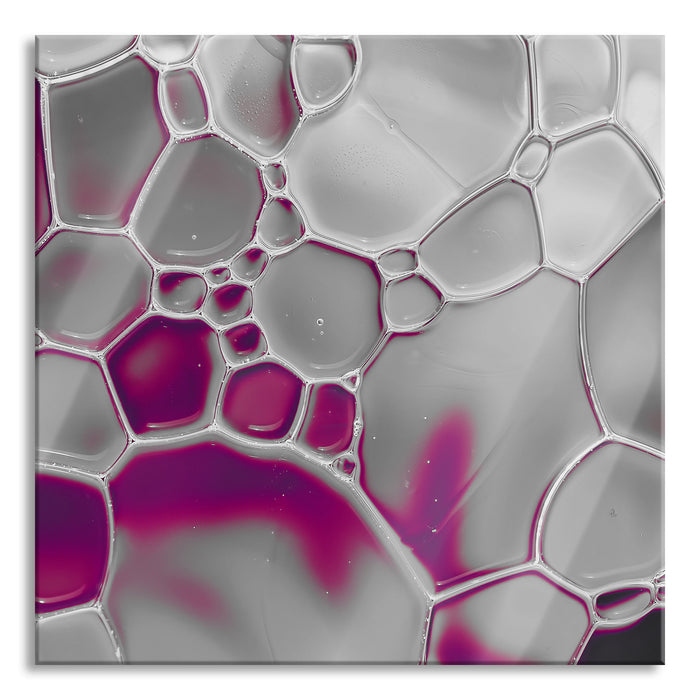 Pixxprint Makroaufnahme Wasserblasen B&W Detail, Glasbild Quadratisch