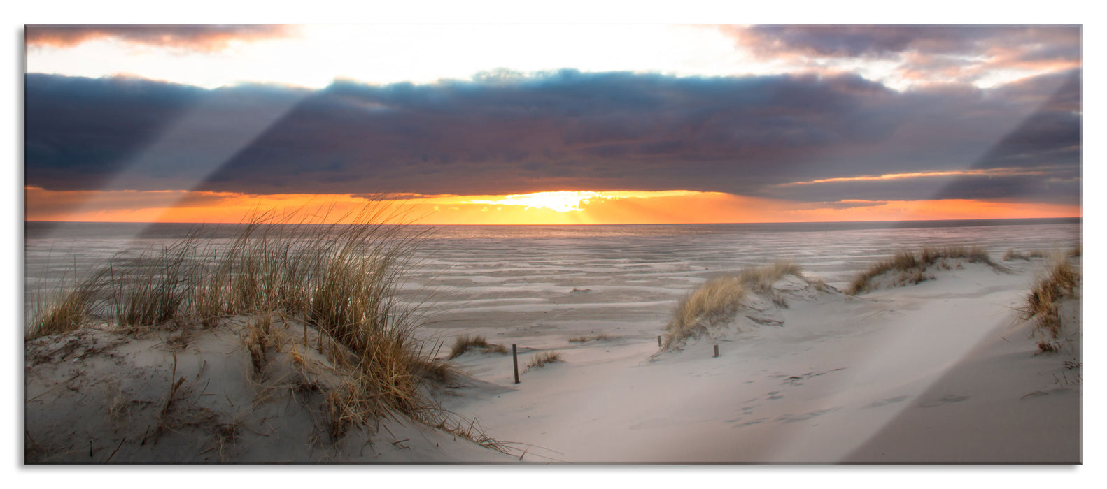 Pixxprint Sanddüne an der Nordsee, Glasbild Panorama