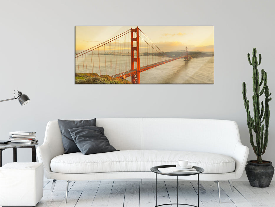 Prächtige Golden Gate Bridge, Glasbild Panorama