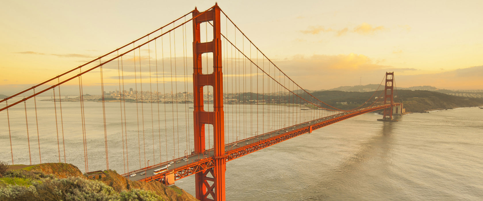 Prächtige Golden Gate Bridge, Glasbild Panorama