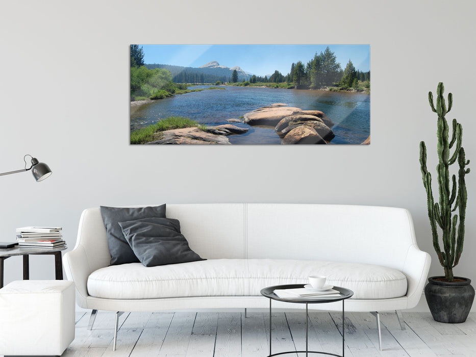 Fluss in Yosemite National Park, Glasbild Panorama