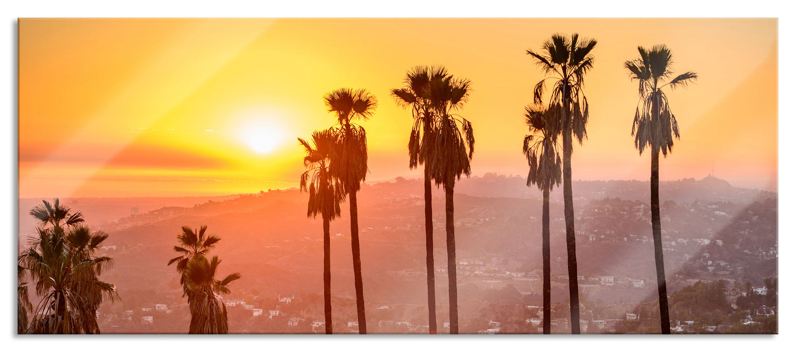 Pixxprint Blick auf Hollywood, Glasbild Panorama
