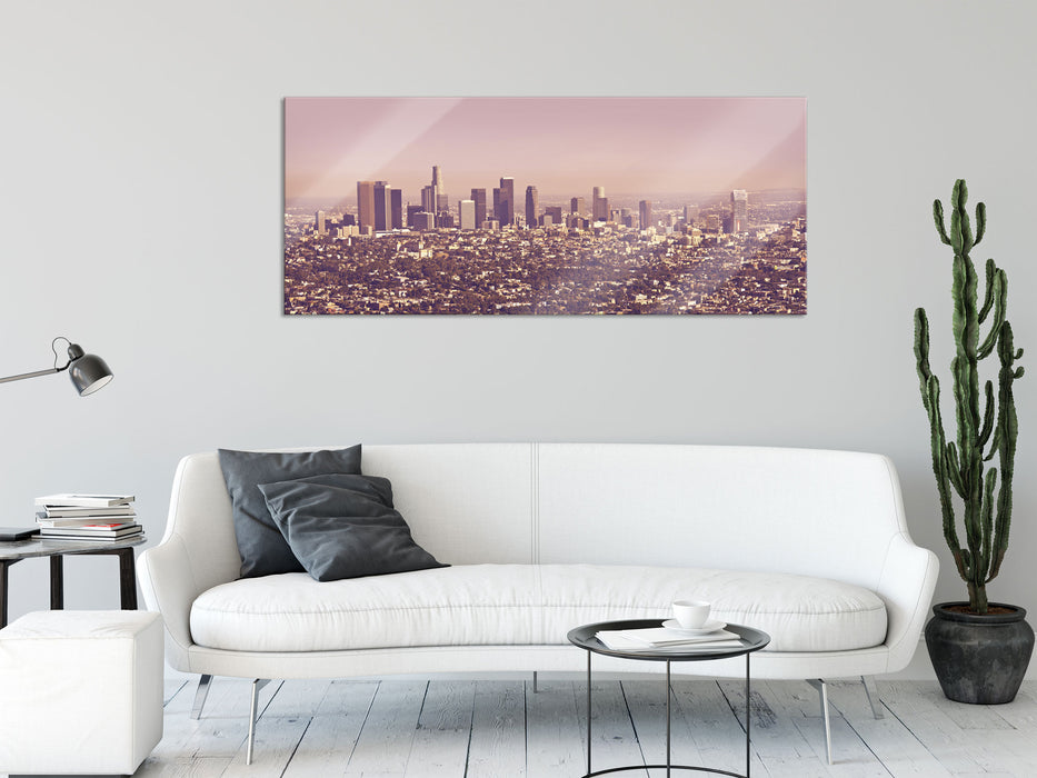 Skyline von Los Angeles, Glasbild Panorama