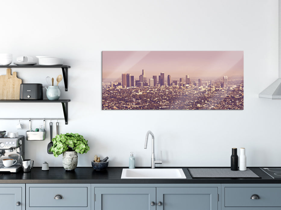 Skyline von Los Angeles, Glasbild Panorama